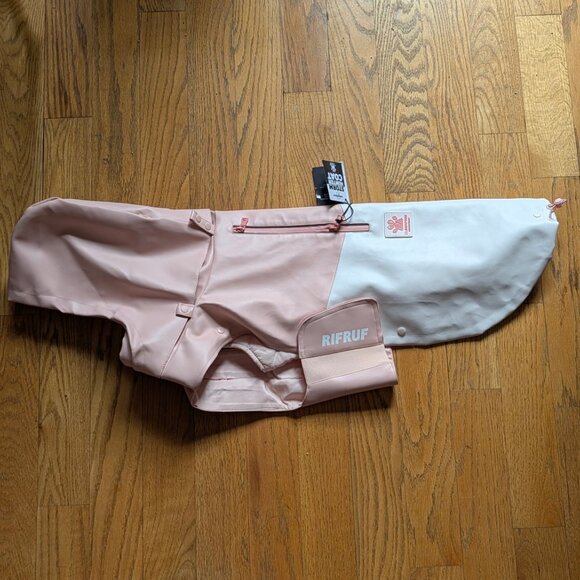 RIFRUF Stormhunter Rain Dog Coat Pink and White Sakura Dog Rain Jacket Size 22 - Picture 11 of 16
